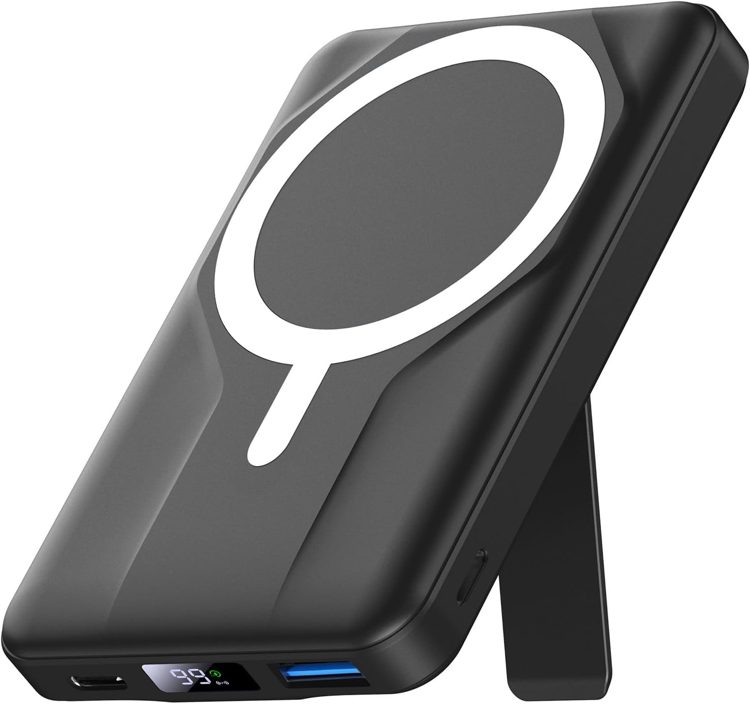 Batterie externe magnétique Azmuth noire avec support intégré